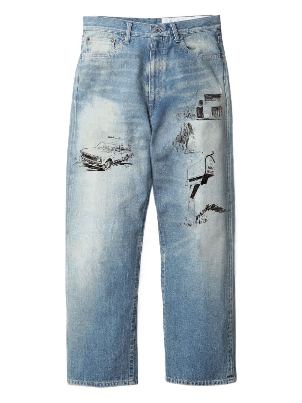 x One Of These Days printed jeans 