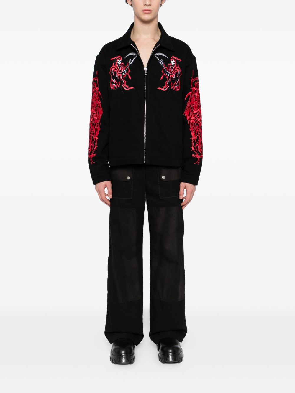 graphic-embroidered jacket