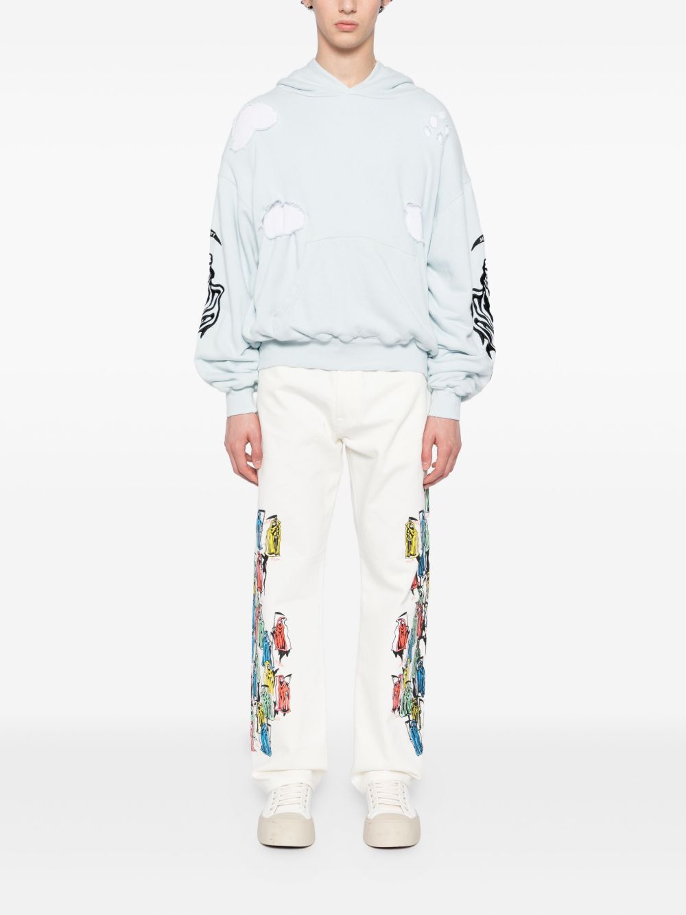 graphic-embroidered hoodie