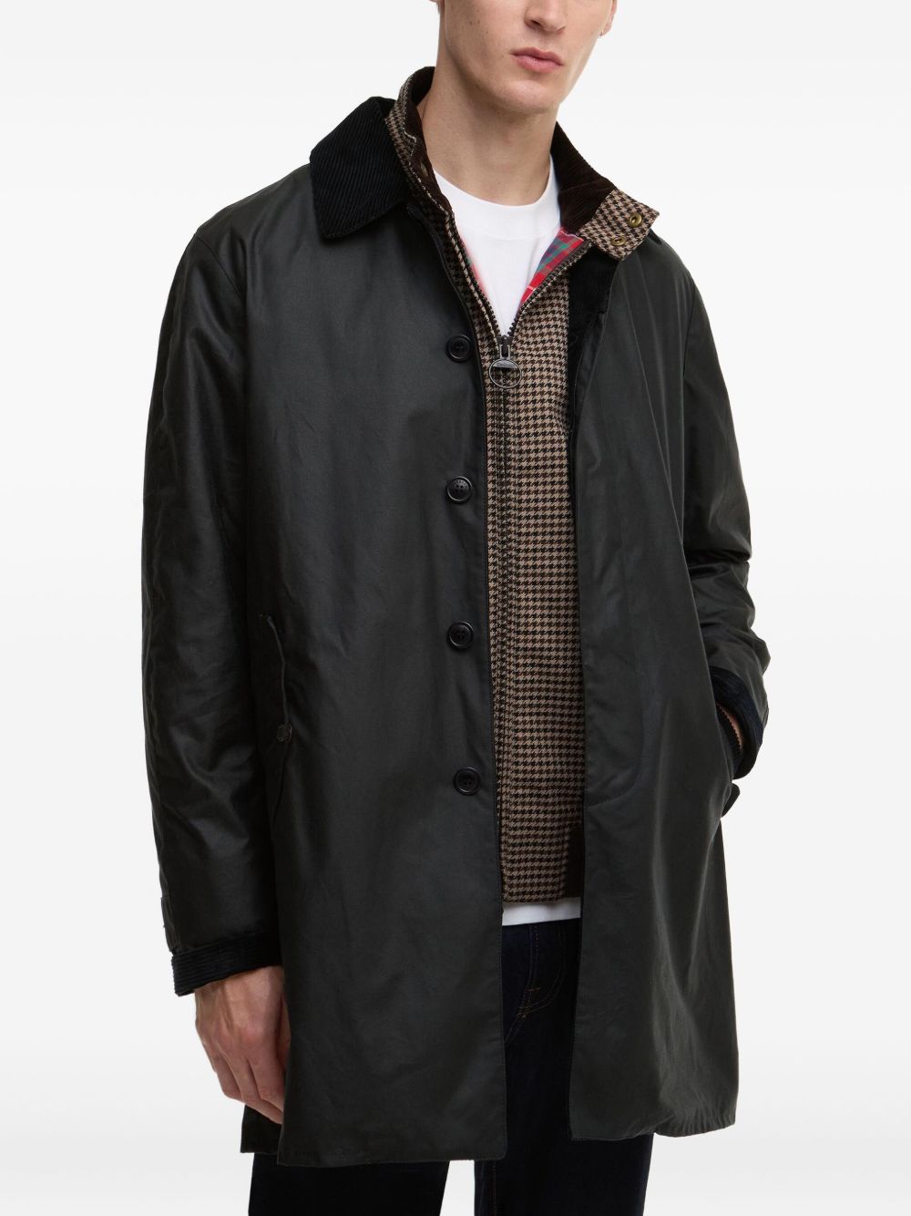 corduroy-collar cotton single-breasted coat