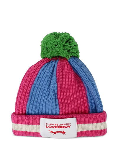 Striped Pompom Beanie