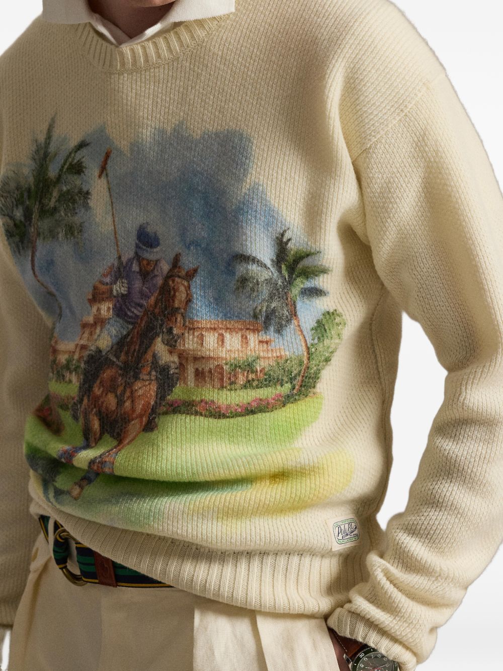 printed crew neck sweater