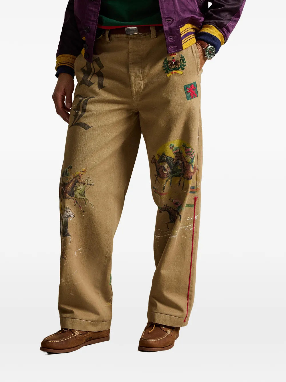 embroidered printed trousers