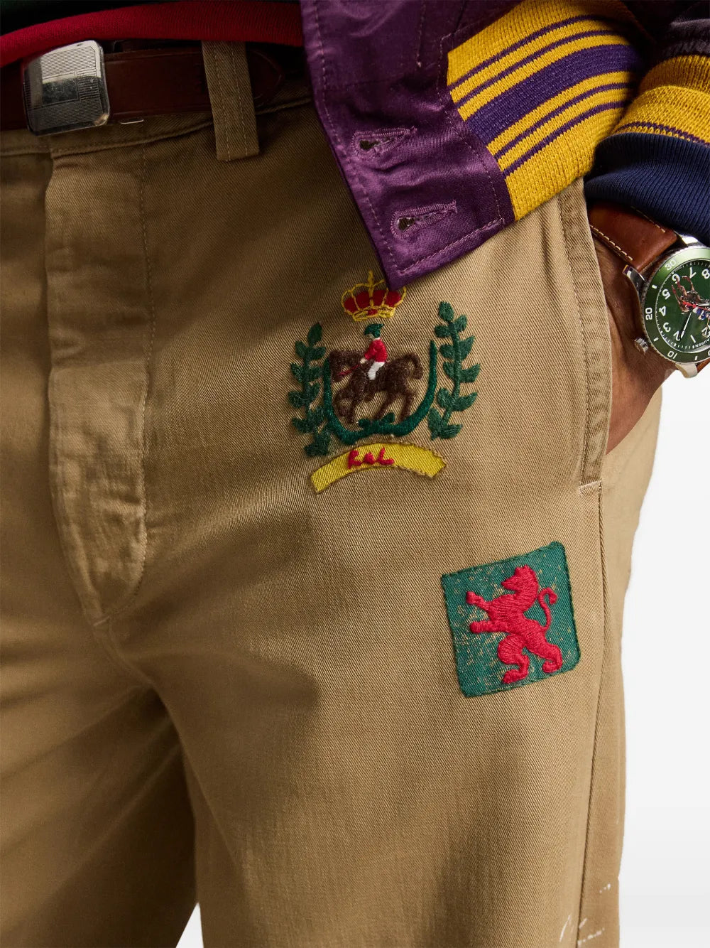 embroidered printed trousers