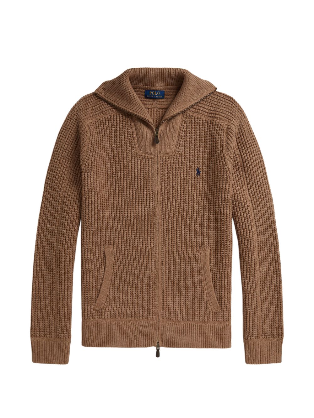 waffle-knit full-zip cardigan