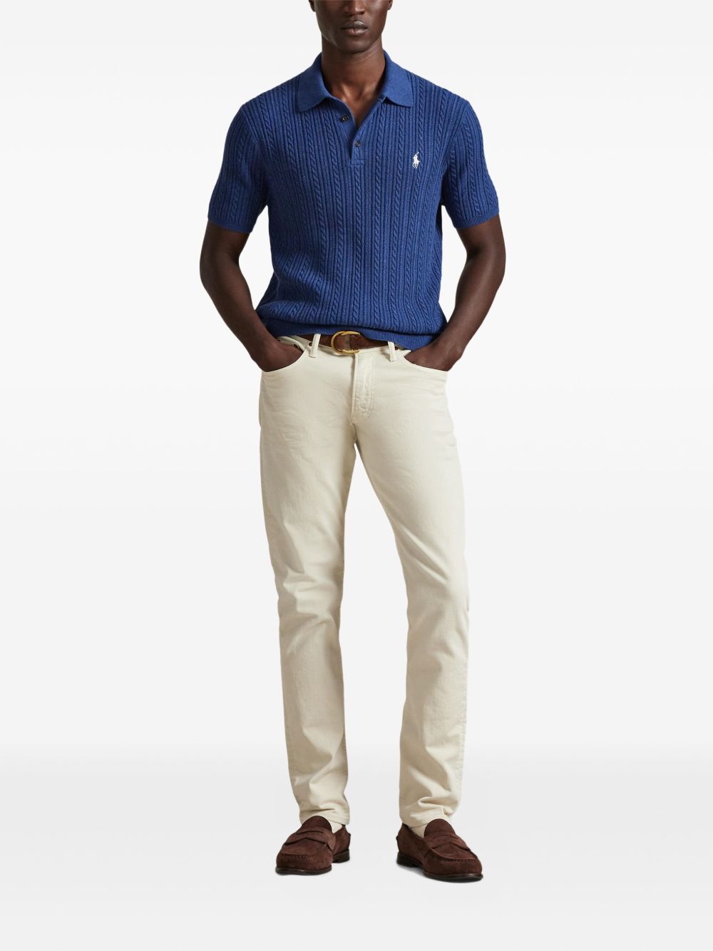 cable-knit polo shirt