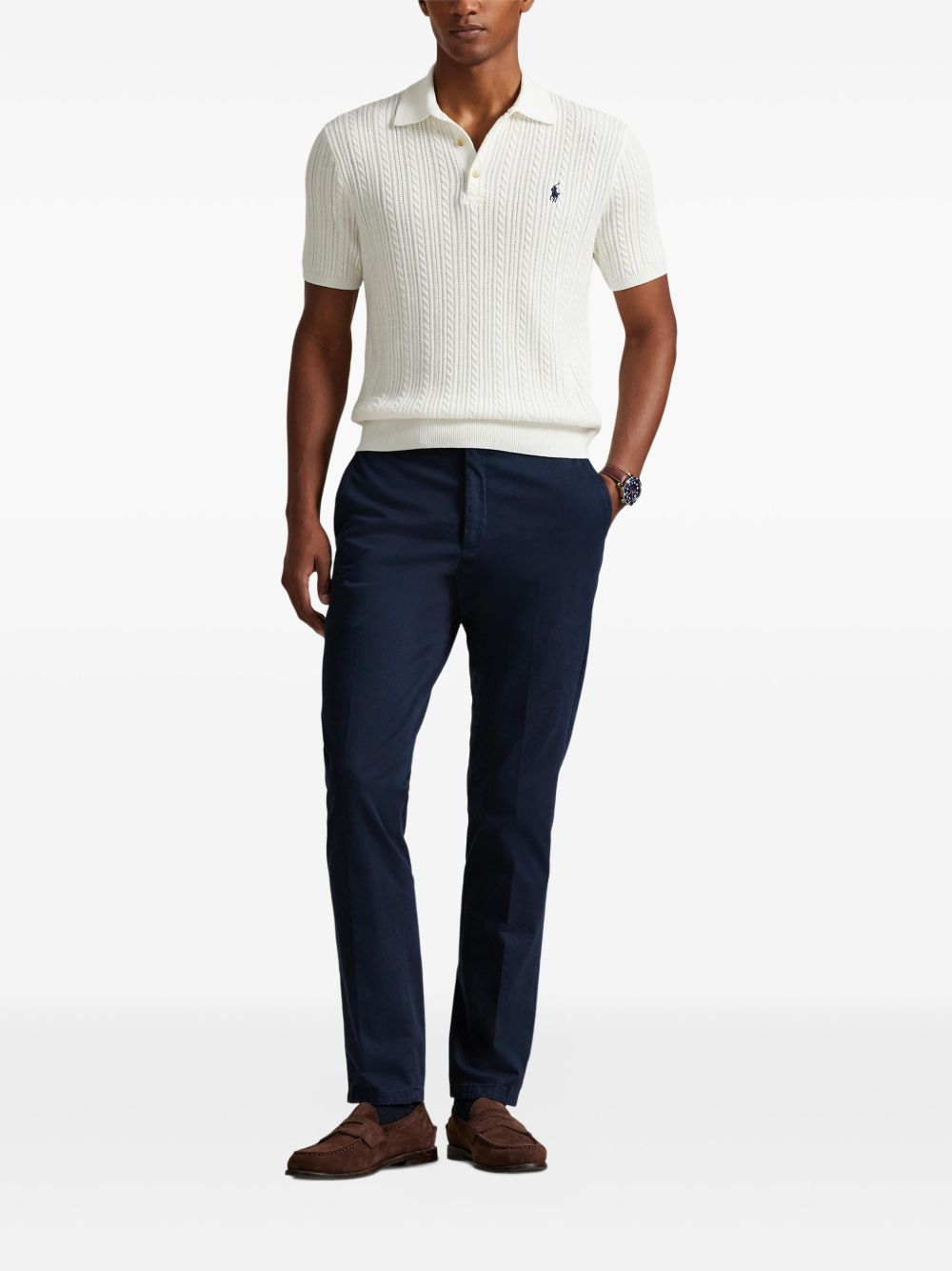cable-knit polo shirt