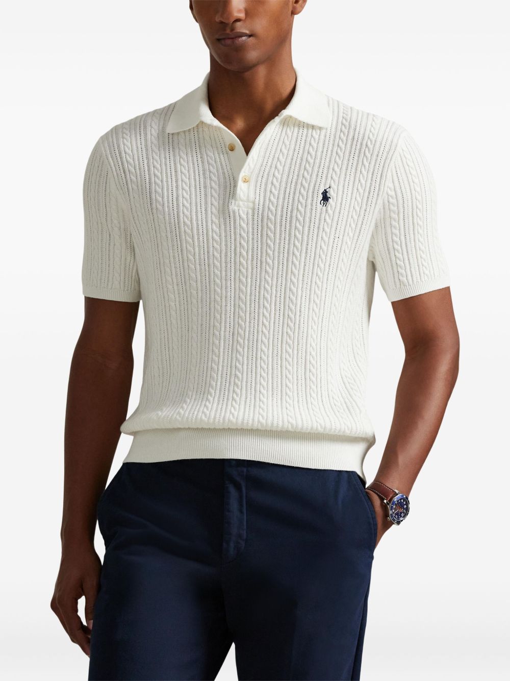 cable-knit polo shirt