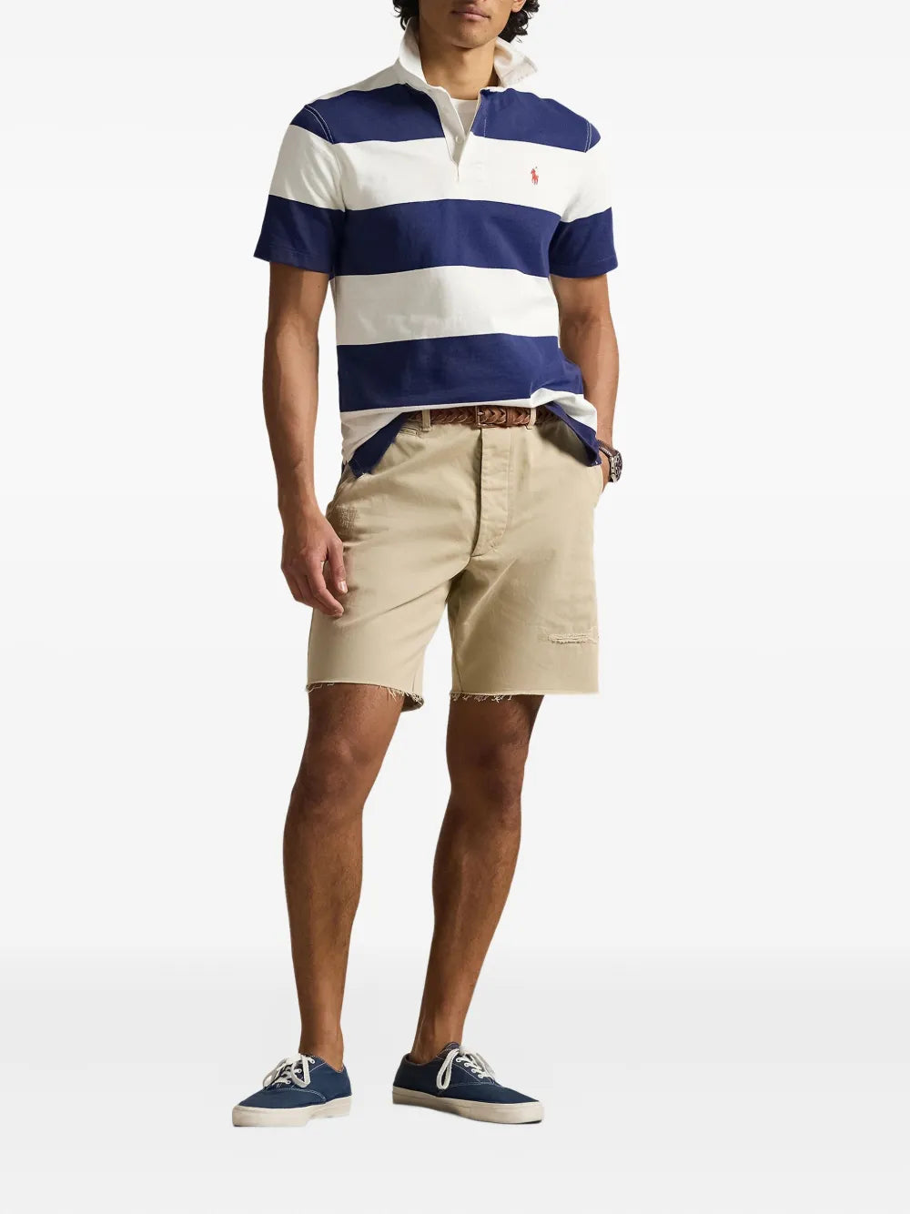 striped short-sleeve polo shirt