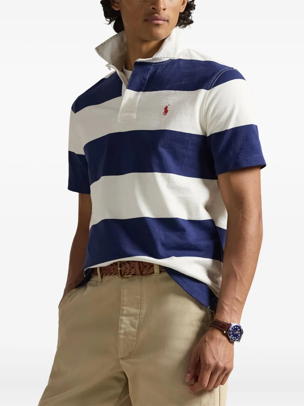 striped short-sleeve polo shirt