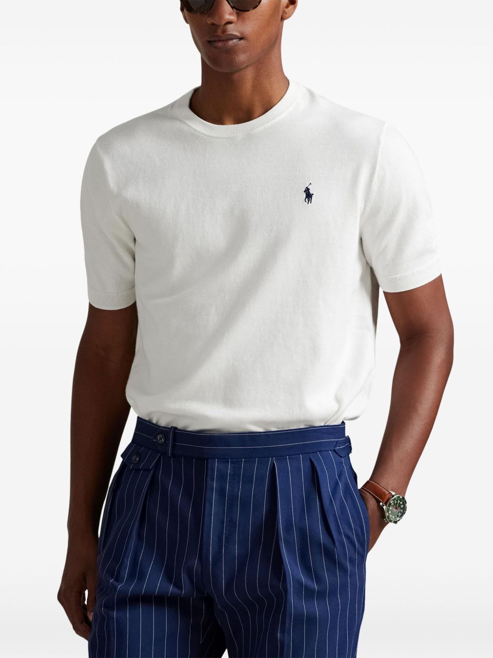 embroidered crew-neck short-sleeve T-shirt