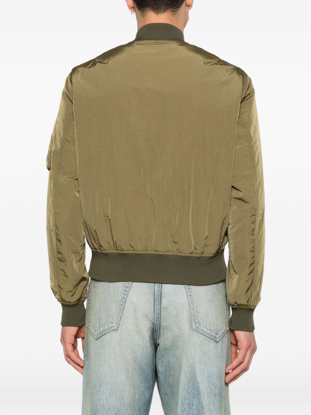 reversible logo-patch bomber jacket