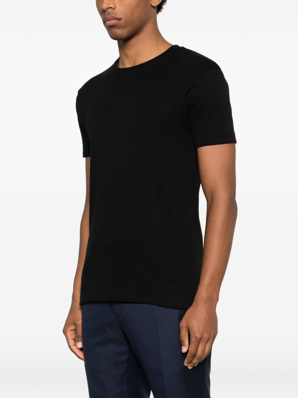 perforated crew-neck T-shirt