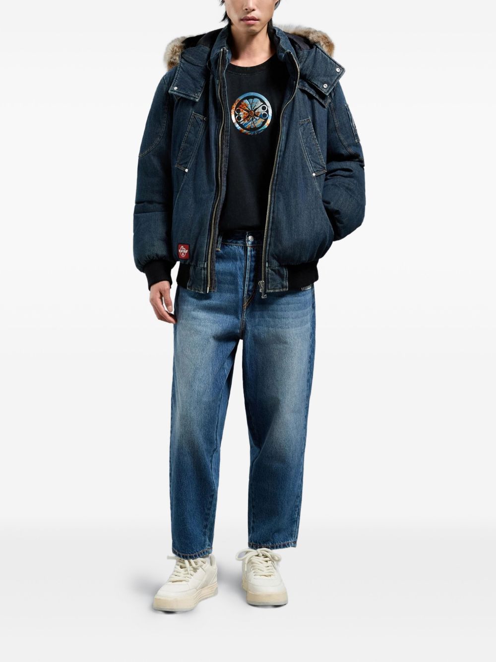 x Evisu textured-trim hooded jacket