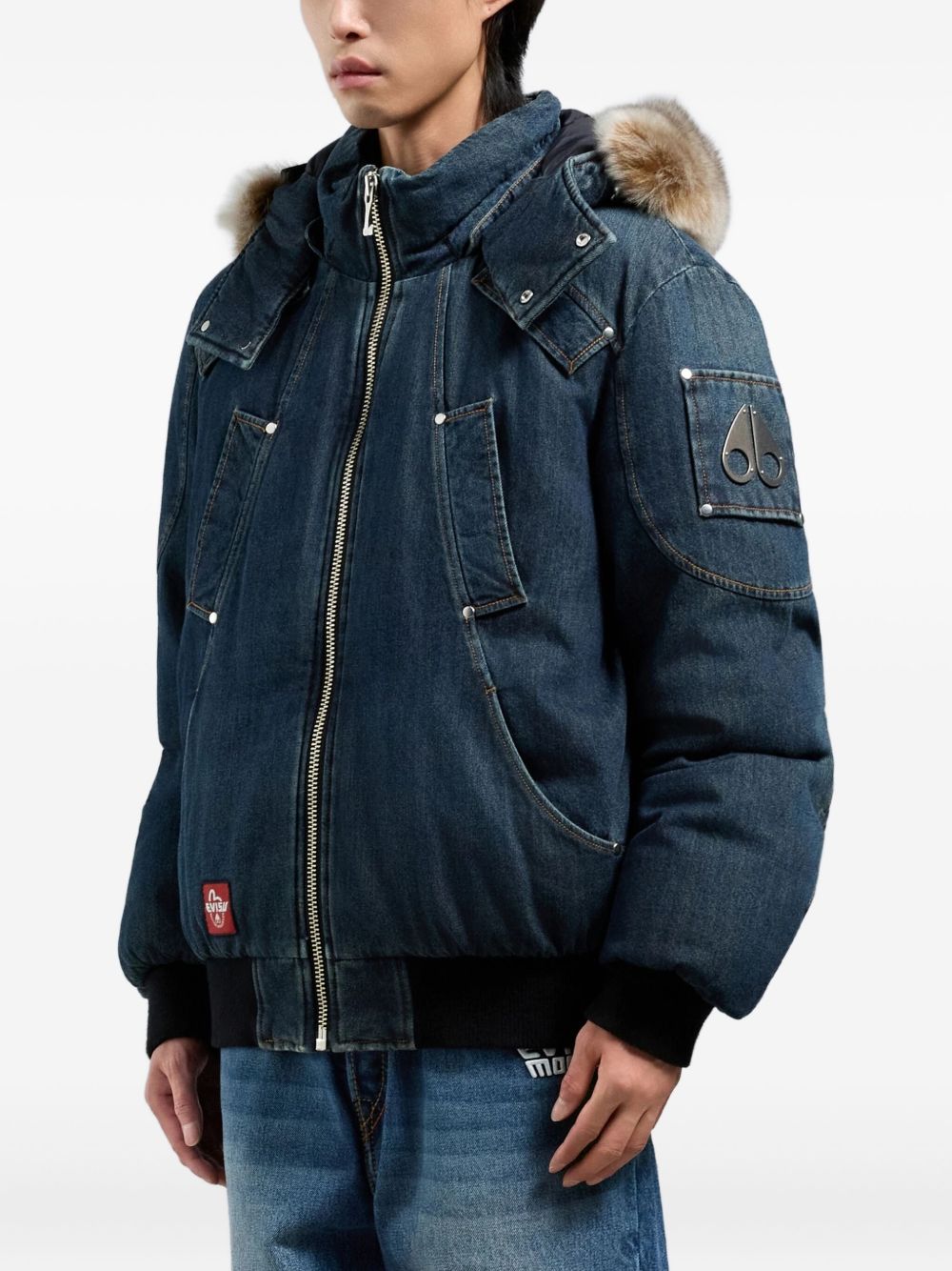 x Evisu textured-trim hooded jacket