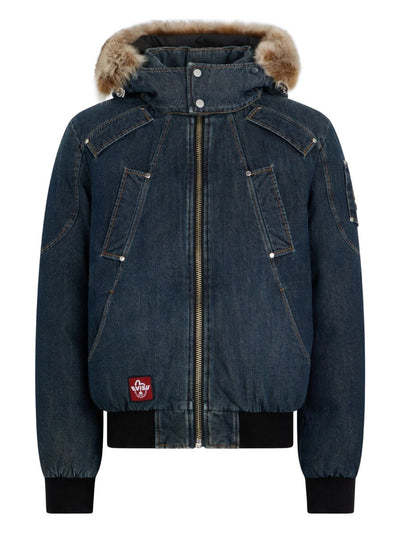 X Evisu Textured-Trim Hooded Jacket