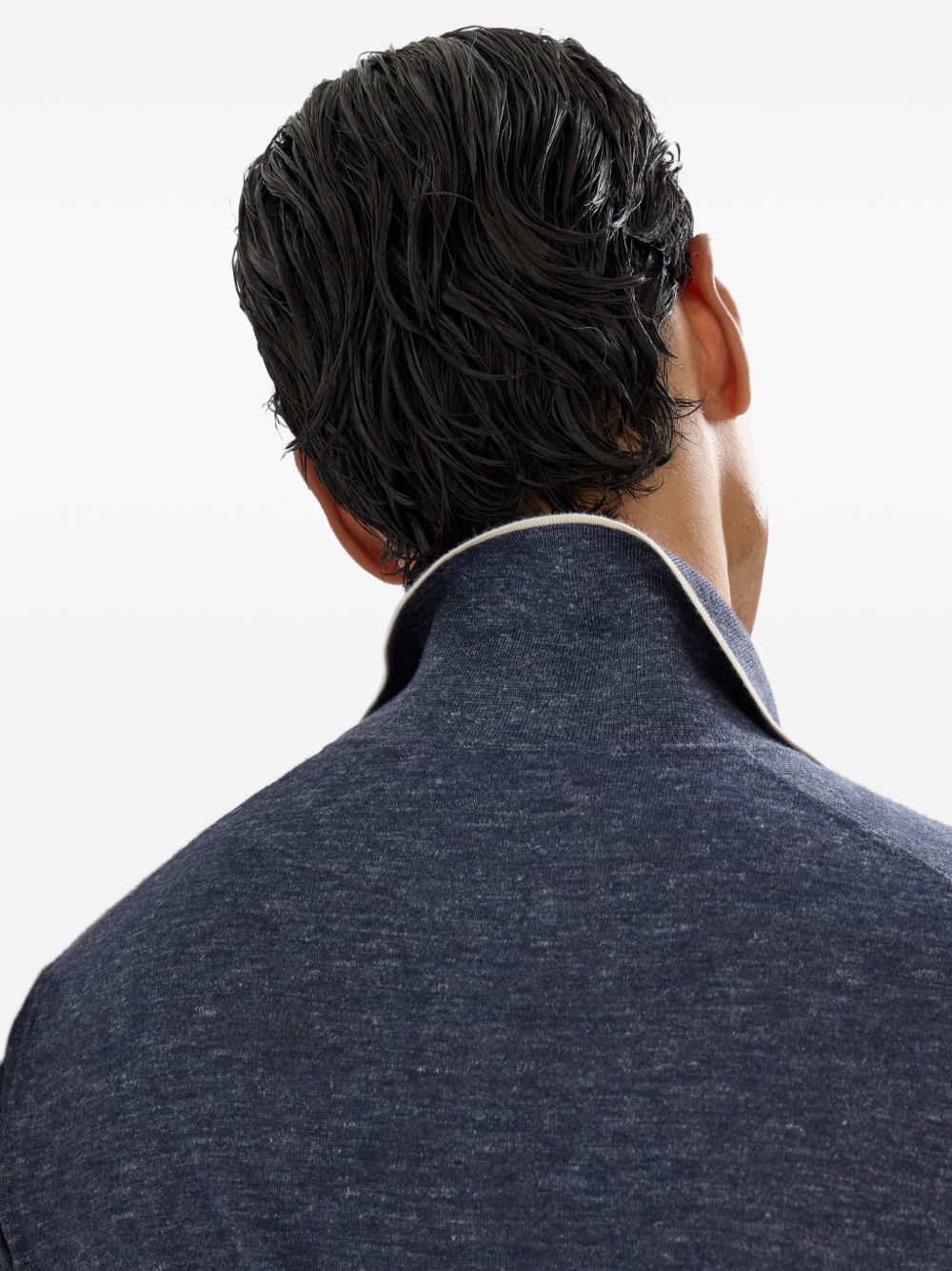 long-sleeve button-fastening polo shirt