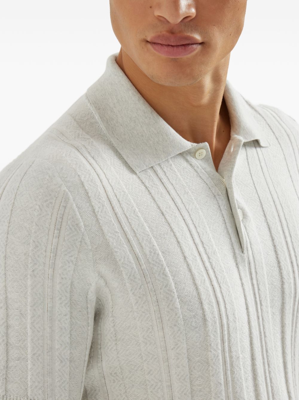 ribbed knit polo shirt