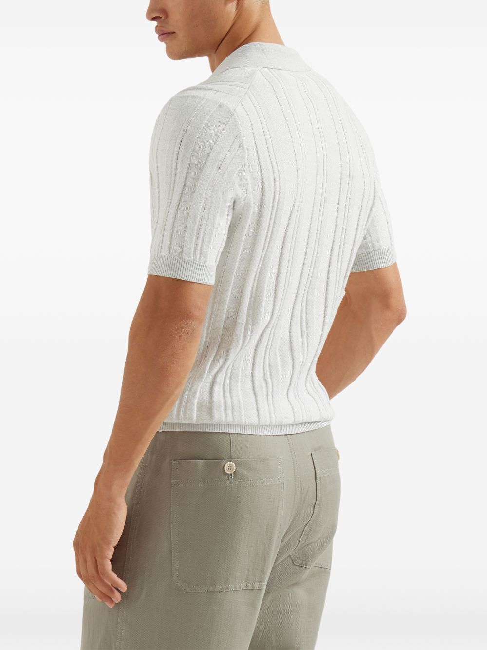 ribbed knit polo shirt