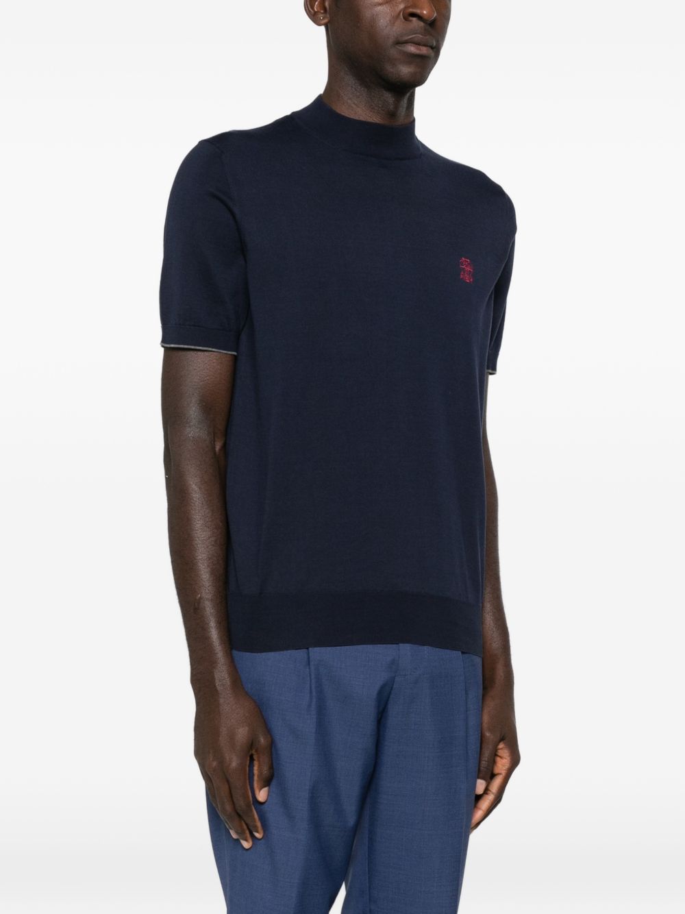embroidered-logo knitted T-shirt 