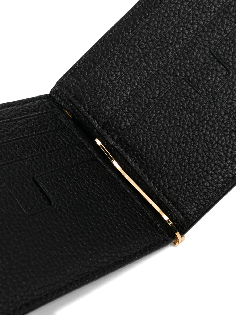grained leather money clip wallet
