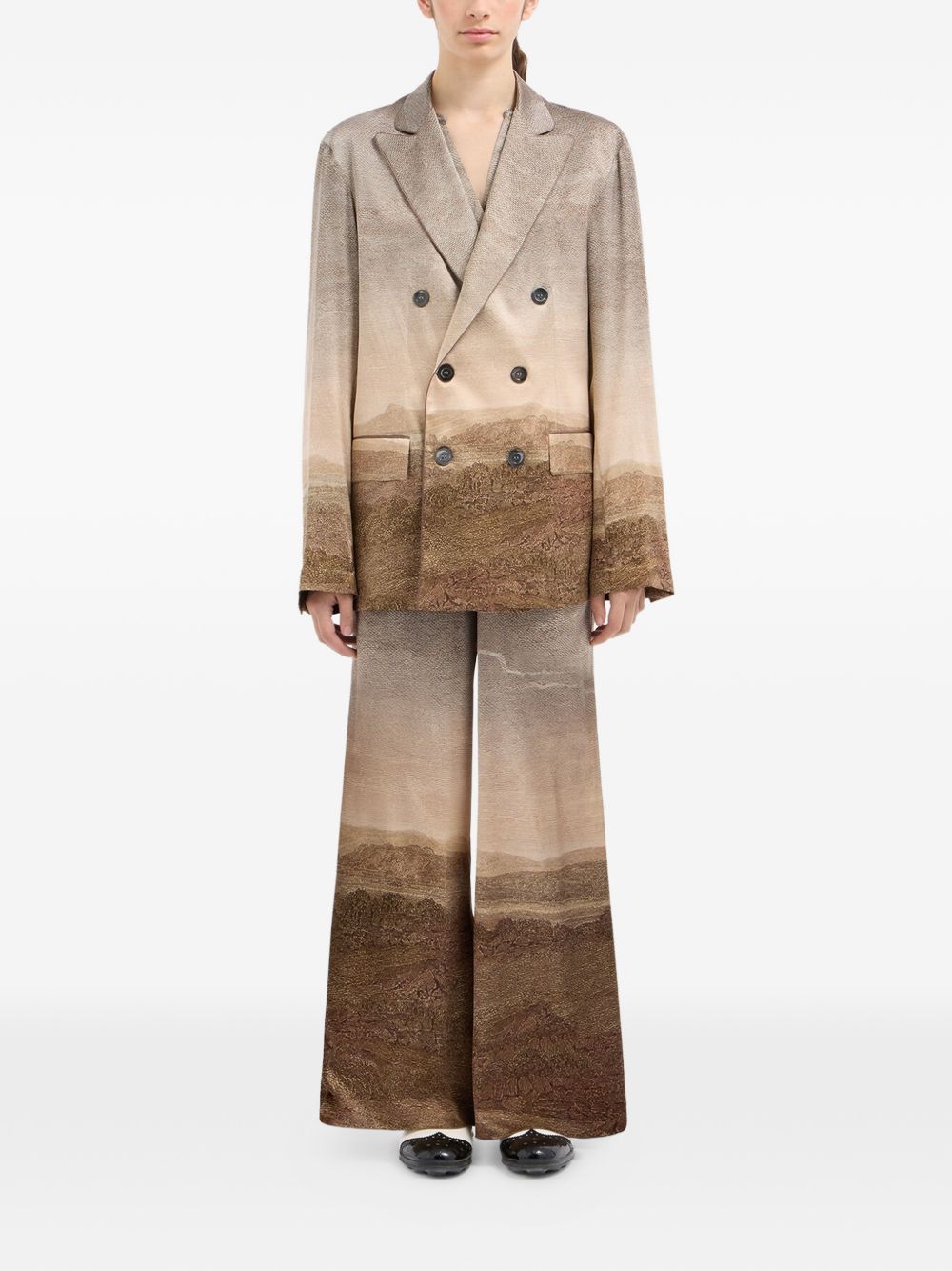 Adastrgum double-breasted landscape-printed jacket