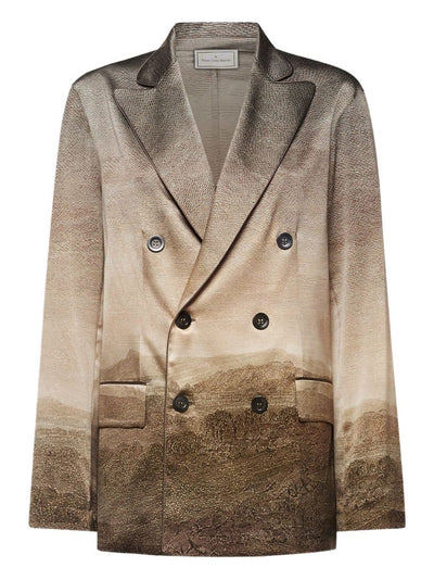 Adastrgum Double-Breasted Landscape-Printed Jacket