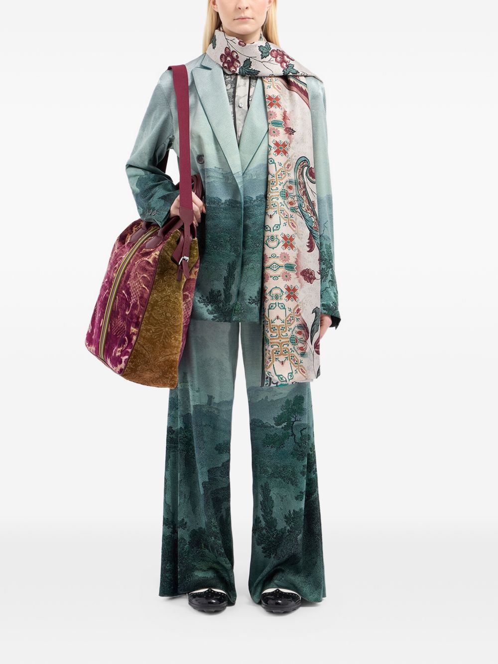 Adastrgum double-breasted landscape-printed jacket