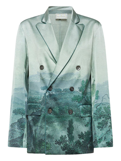 Adastrgum Double-Breasted Landscape-Printed Jacket