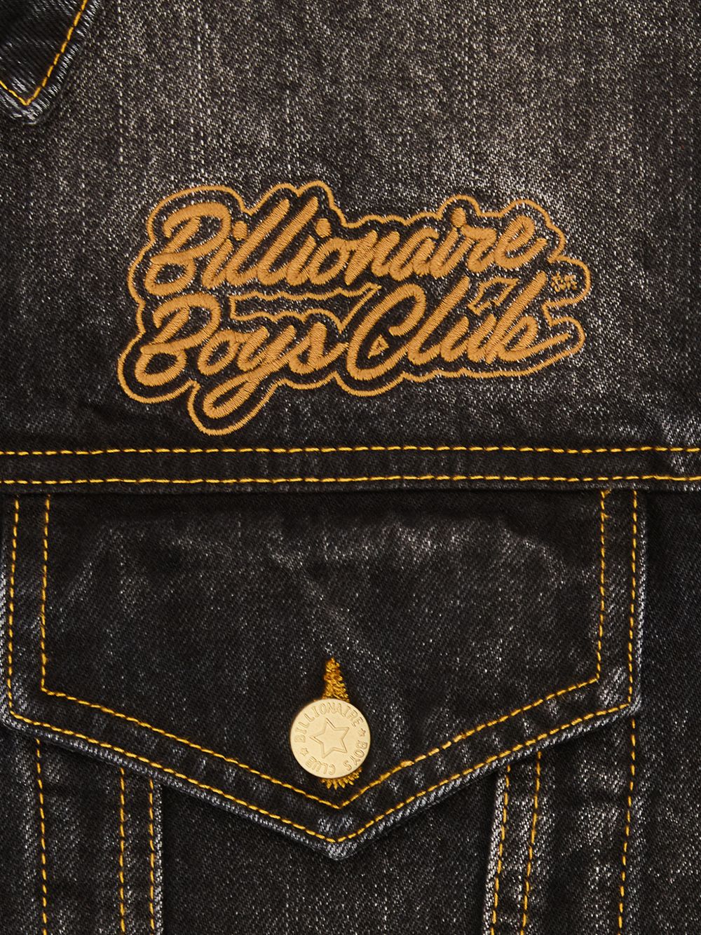 Script Cord Collar embroidered denim jacket