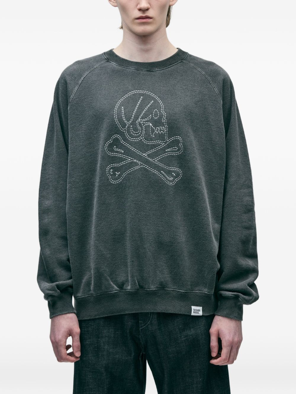 skull-embroidered sweatshirt