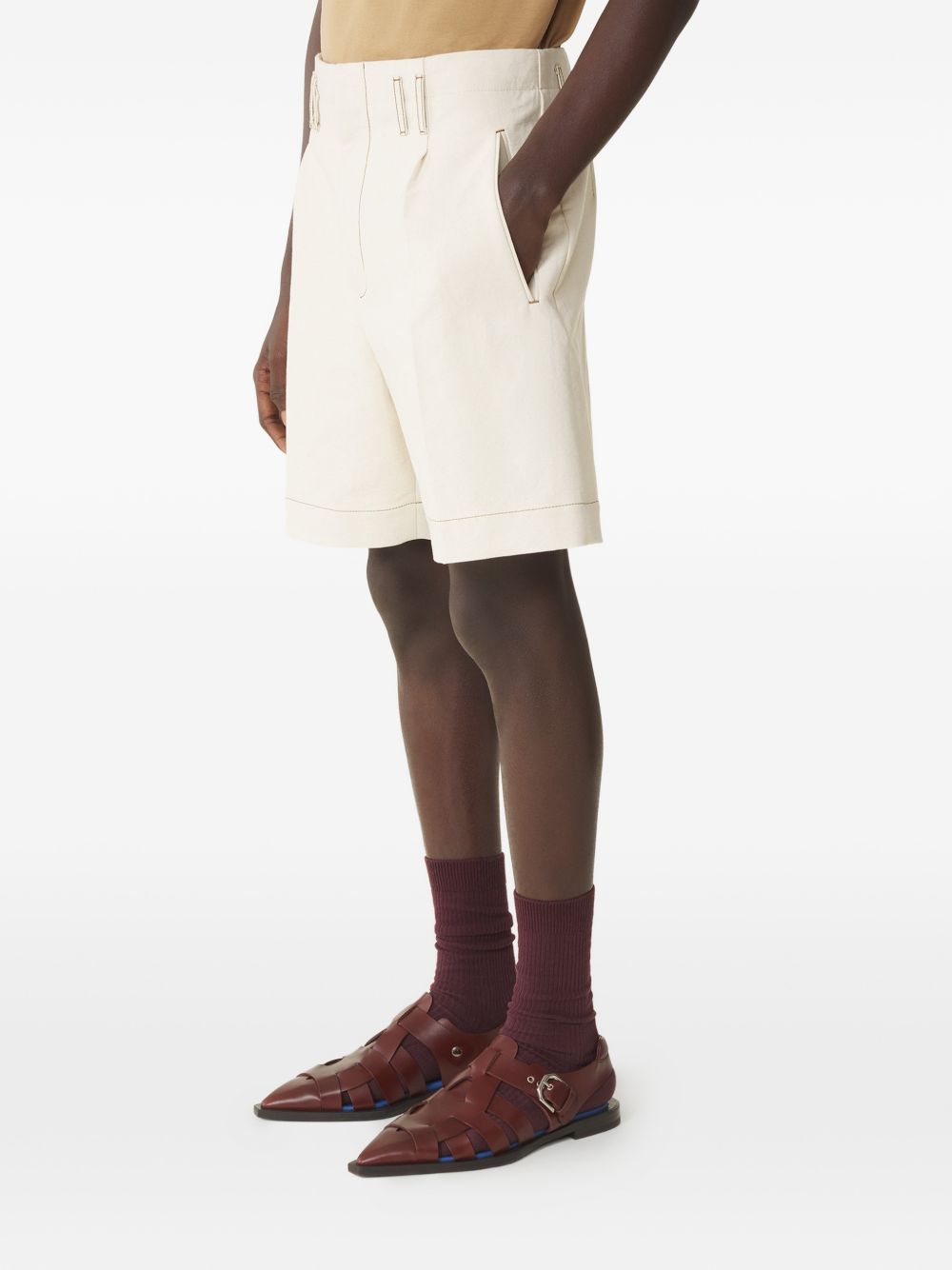 topstitch cotton shorts