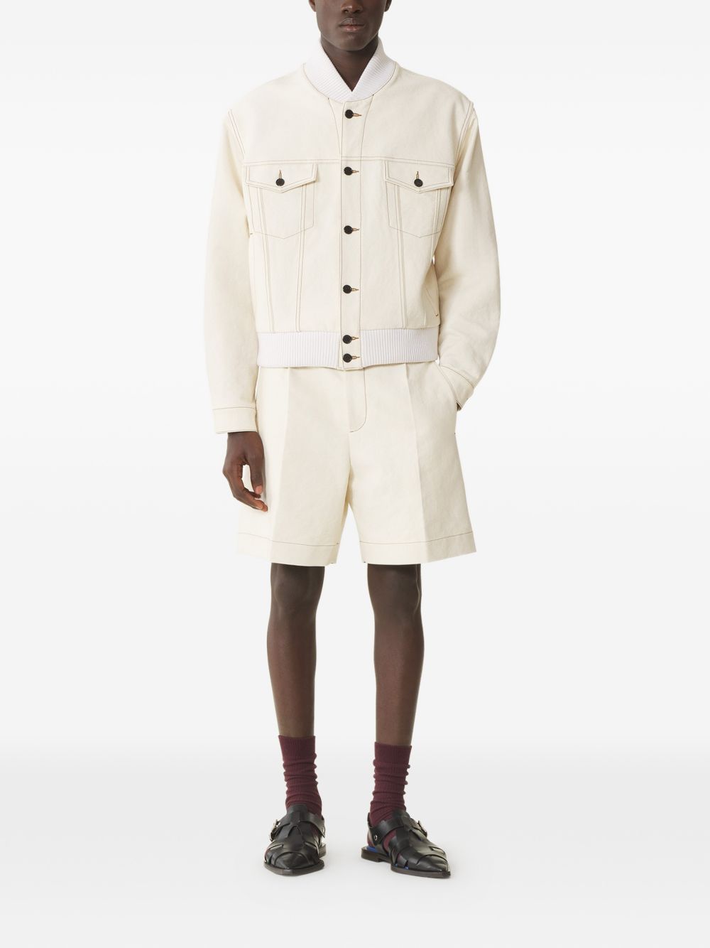 topstitch cotton shorts