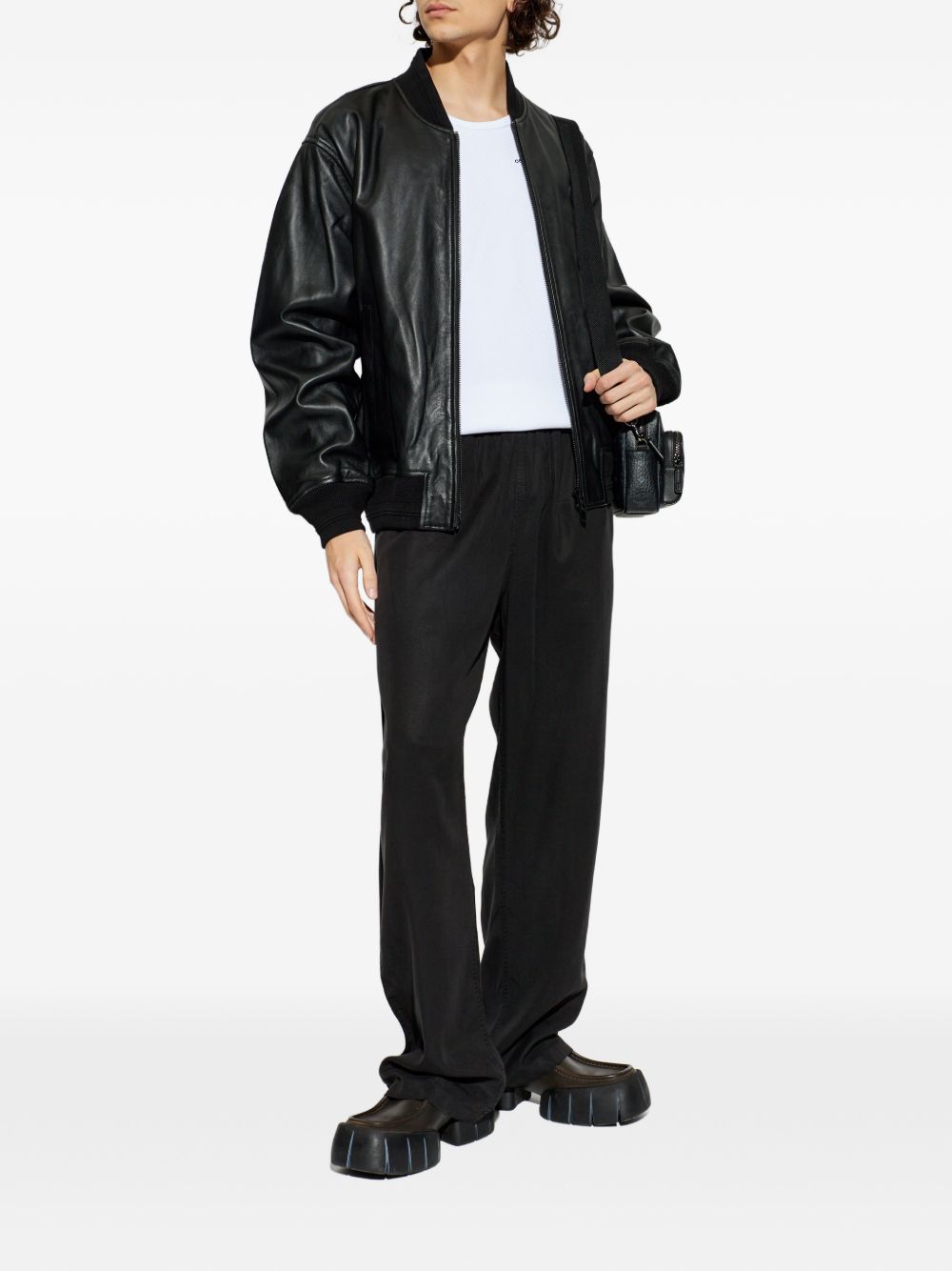 embroidered-logo ribbed tank top