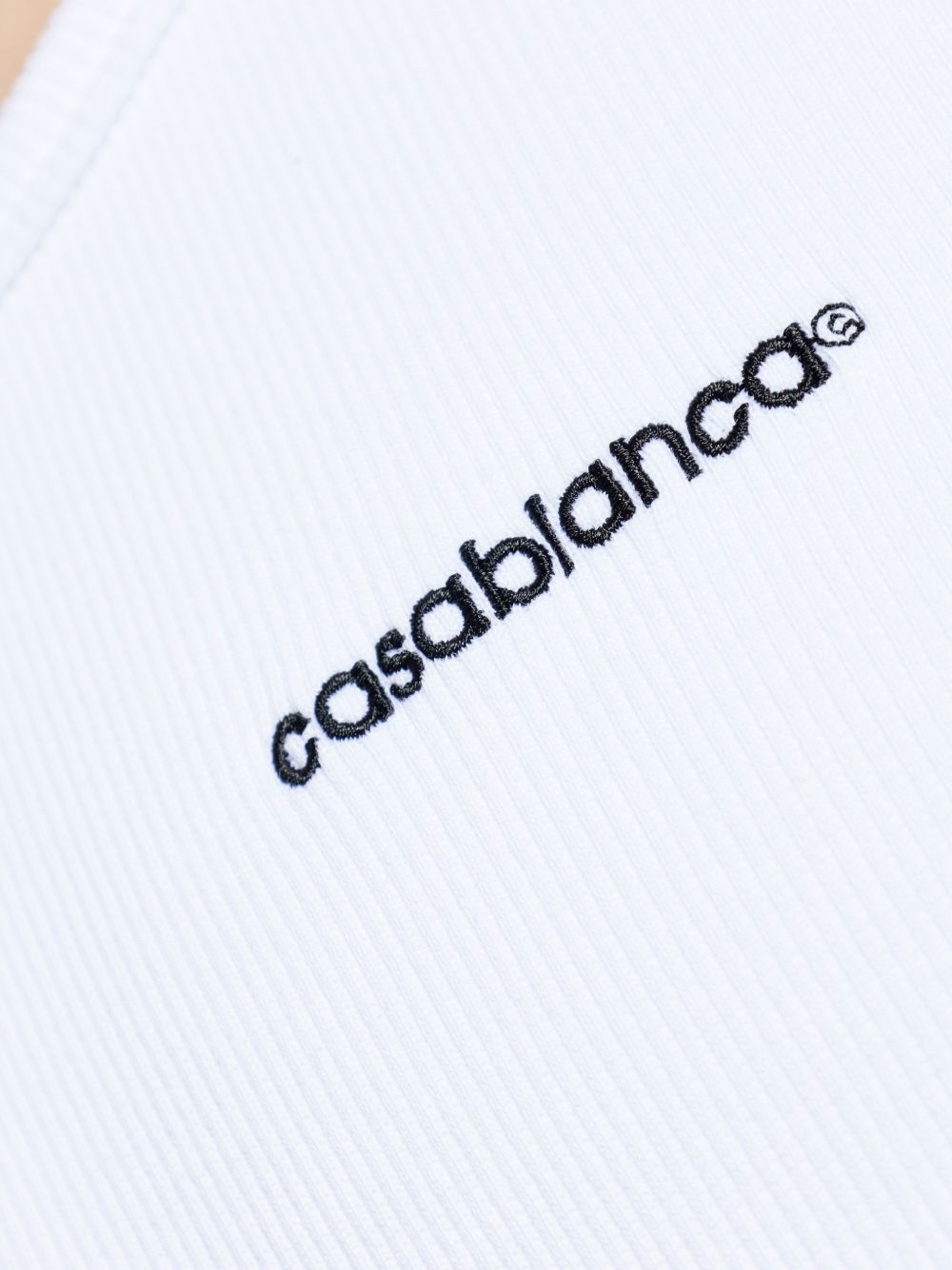 embroidered-logo ribbed tank top