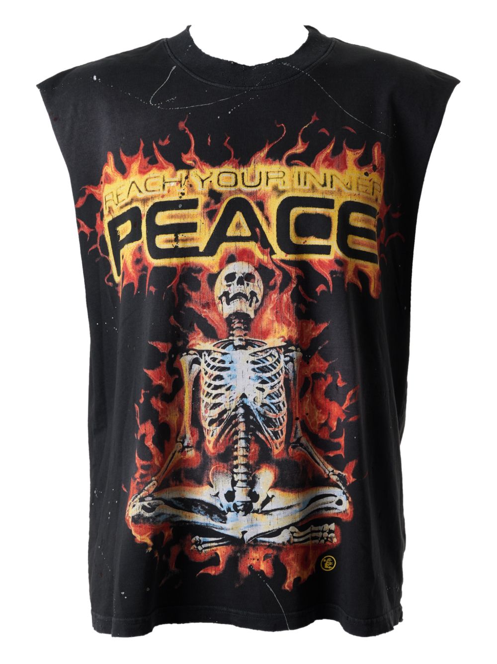 Inner Peace Skeleton distressed graphic vest