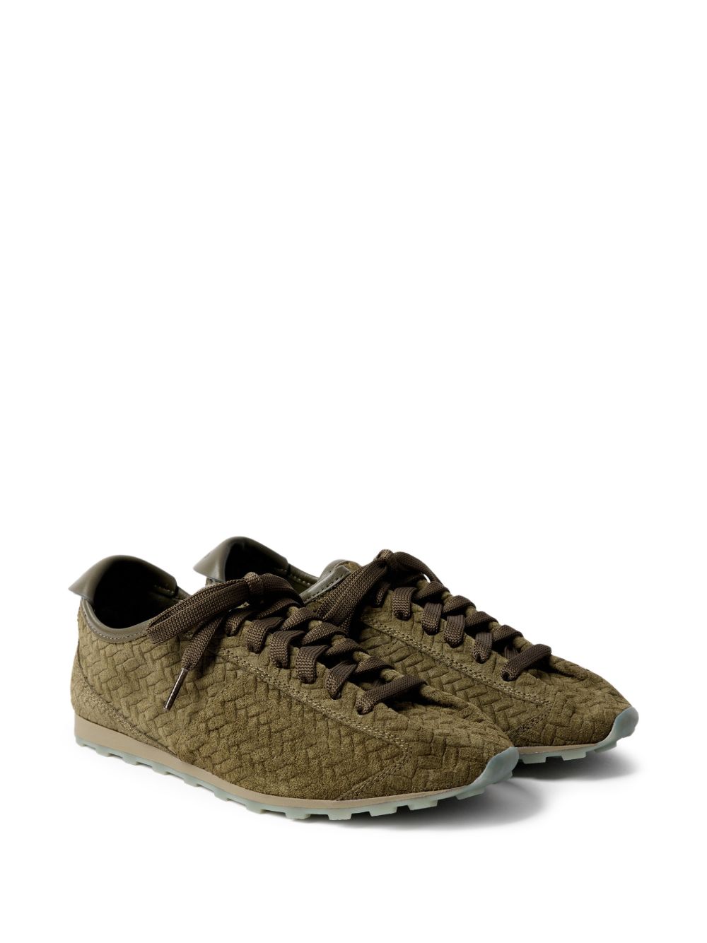 embossed lace-up trainers