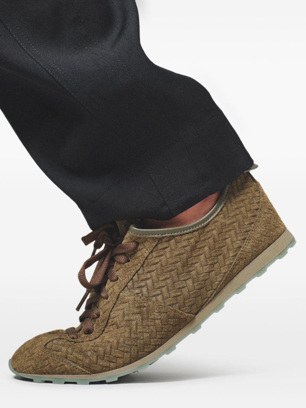 embossed lace-up trainers