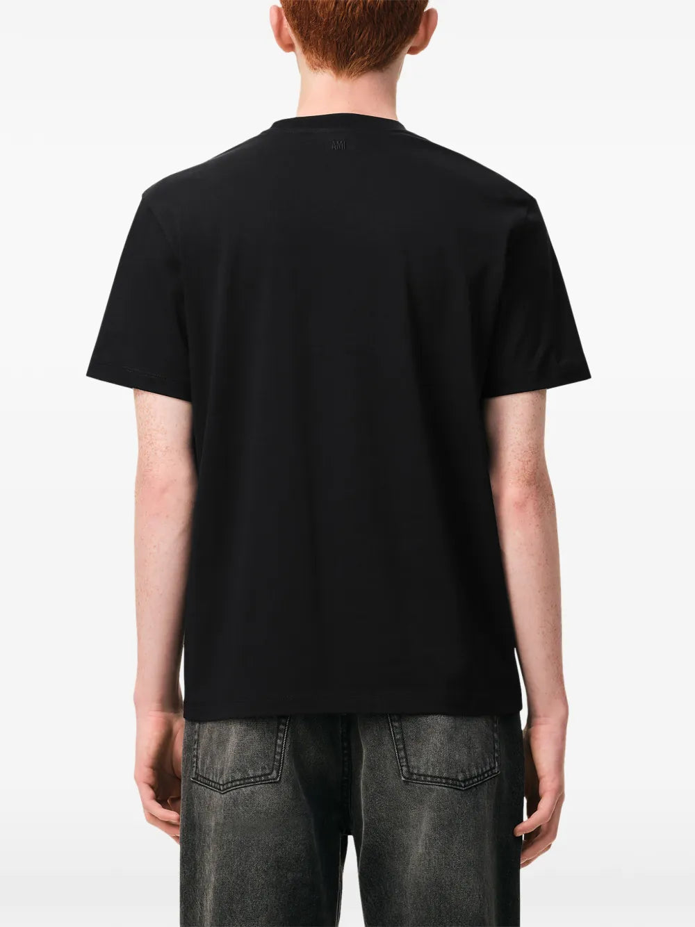 black T-shirt in cotton jersey with Ami de Coeur