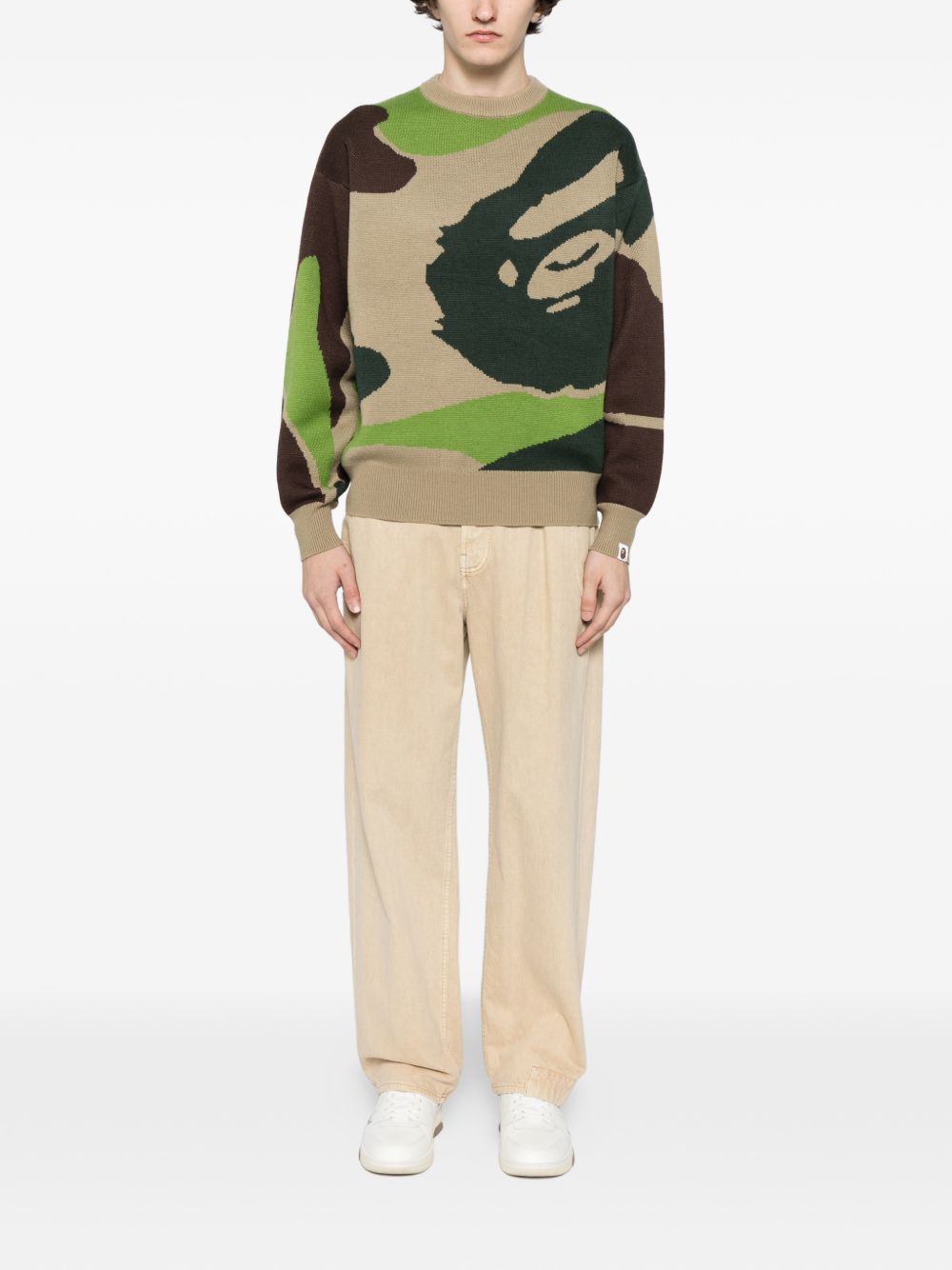 camouflage-print jumper