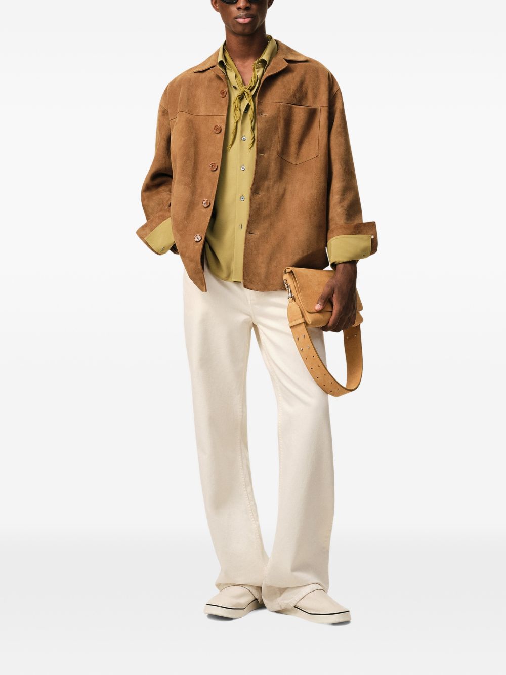 goat suede buttoned overshirt
