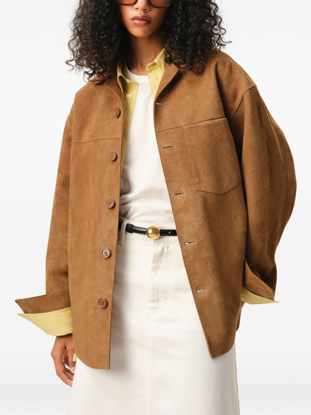 goat suede buttoned overshirt