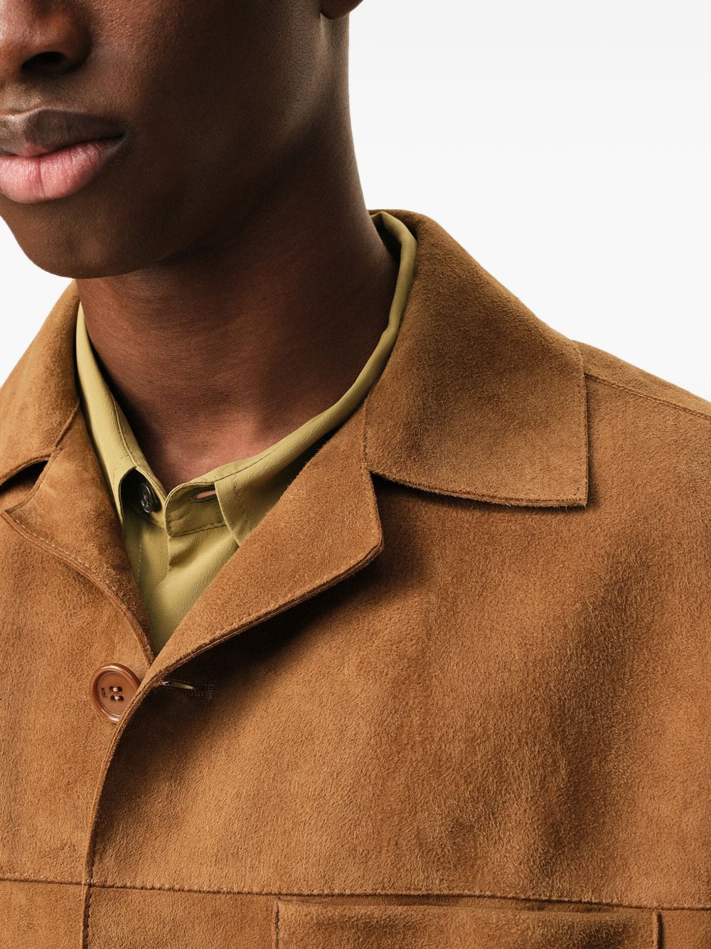 goat suede buttoned overshirt