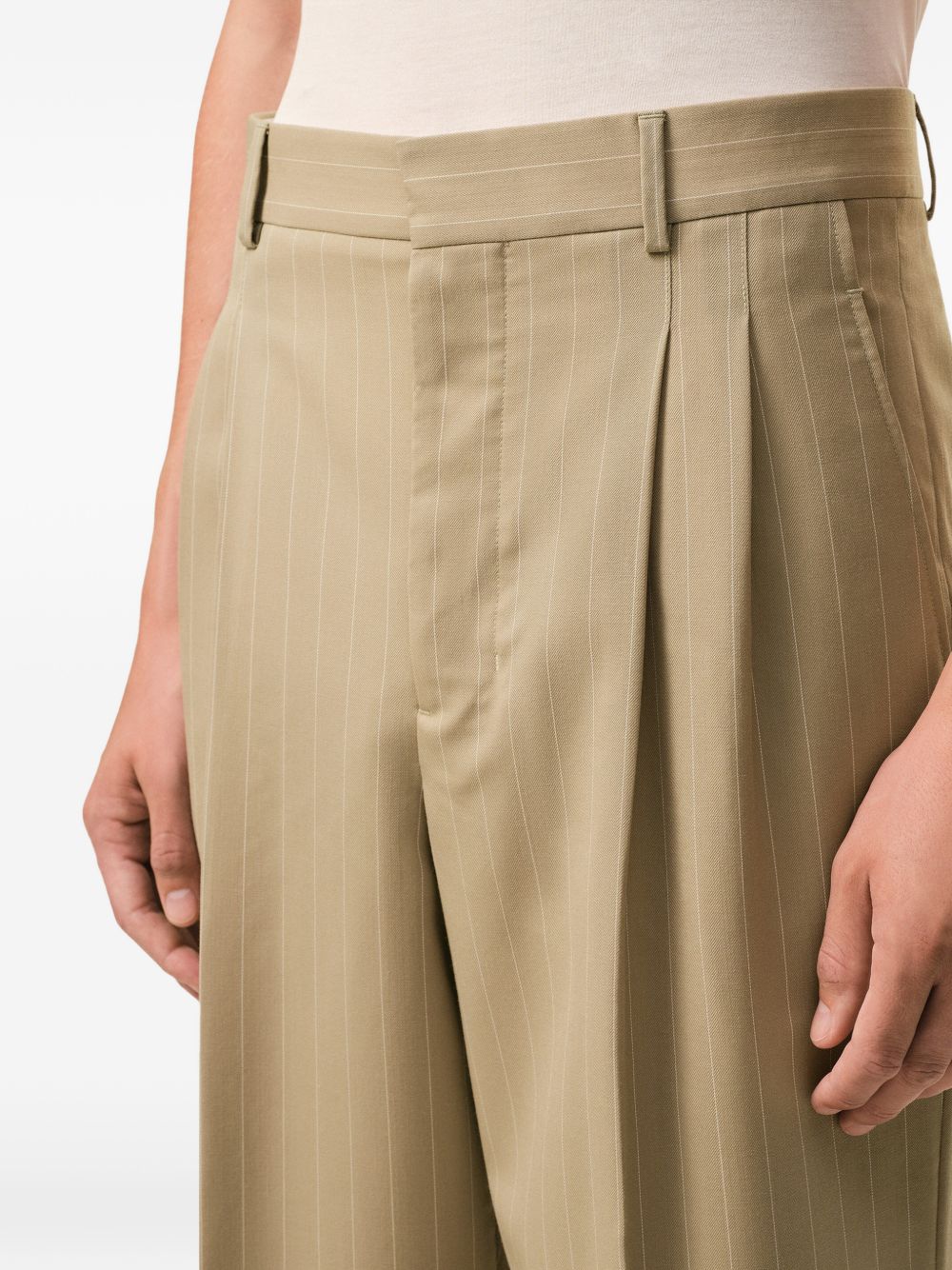 striped pleated trousers