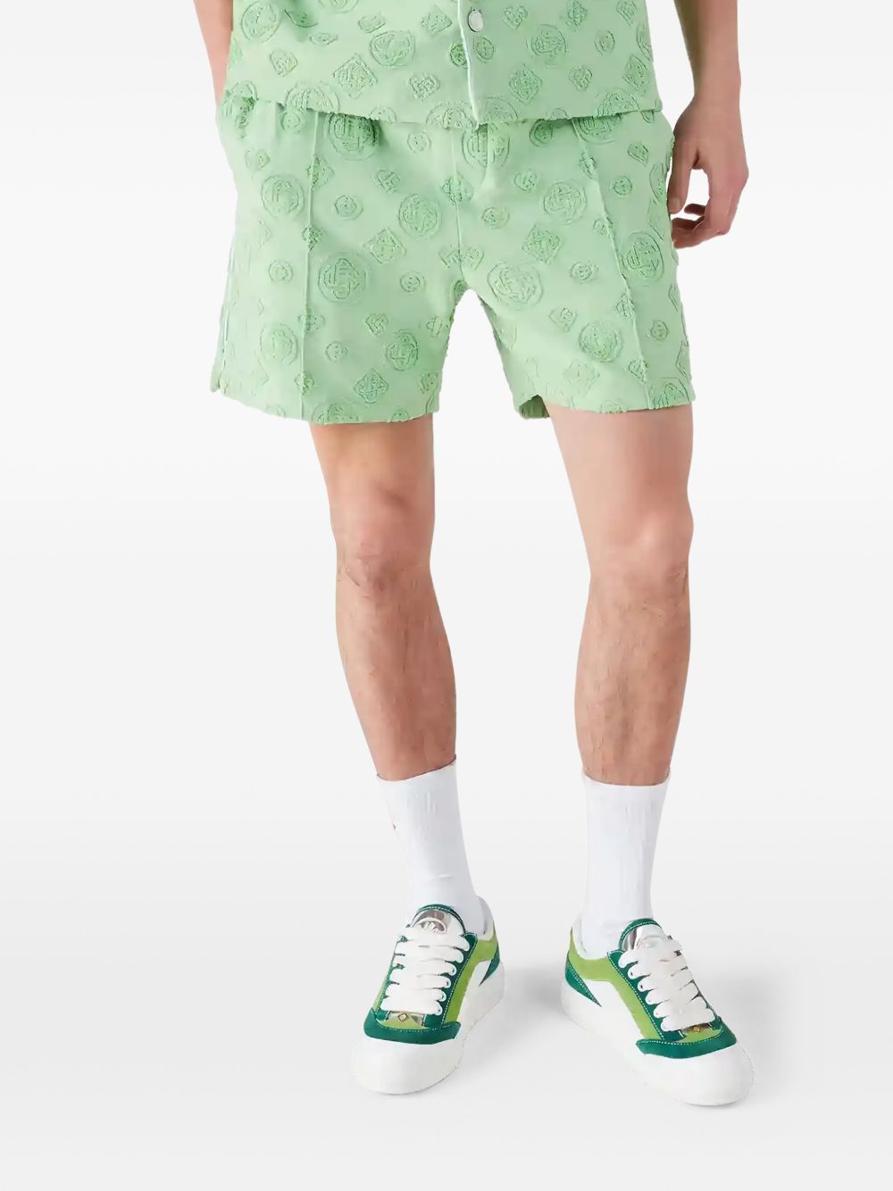 monogram-pattern track shorts