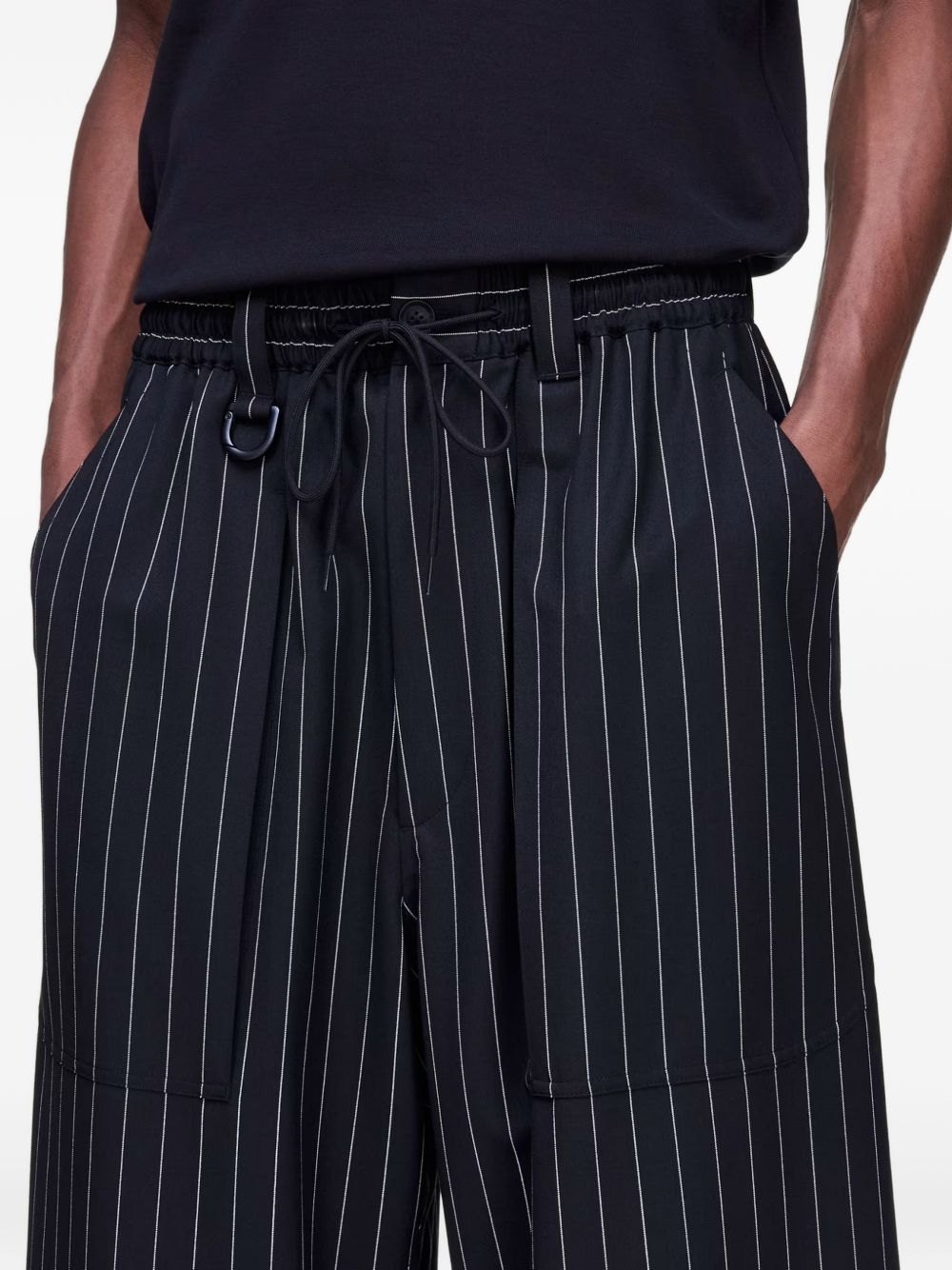 pinstripe drawstring trousers