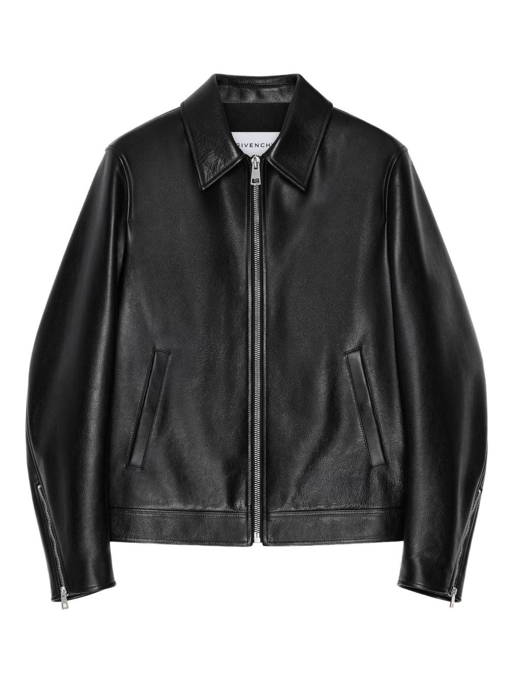 classic-collar leather jacket