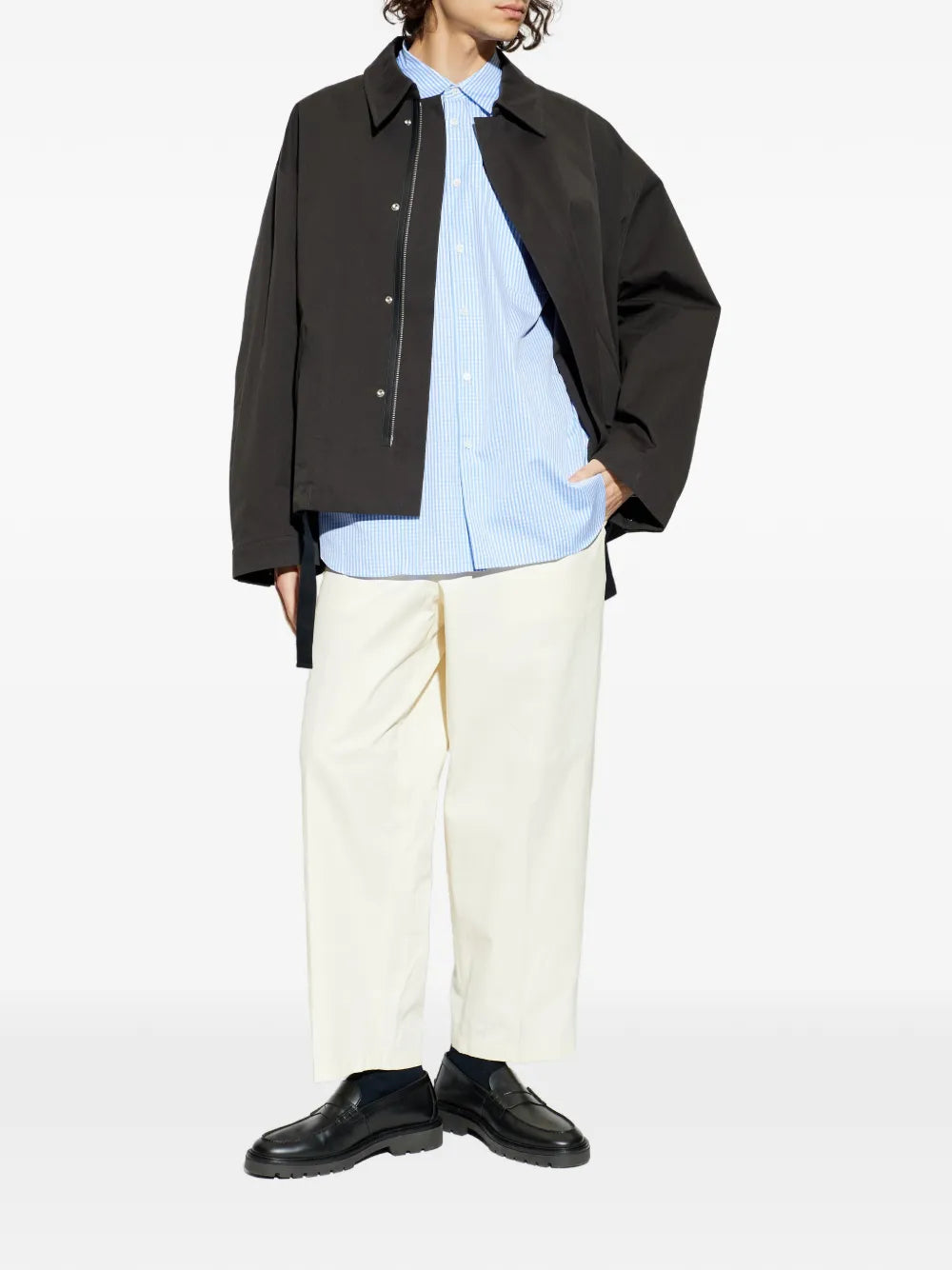 striped-pattern pocket shirt