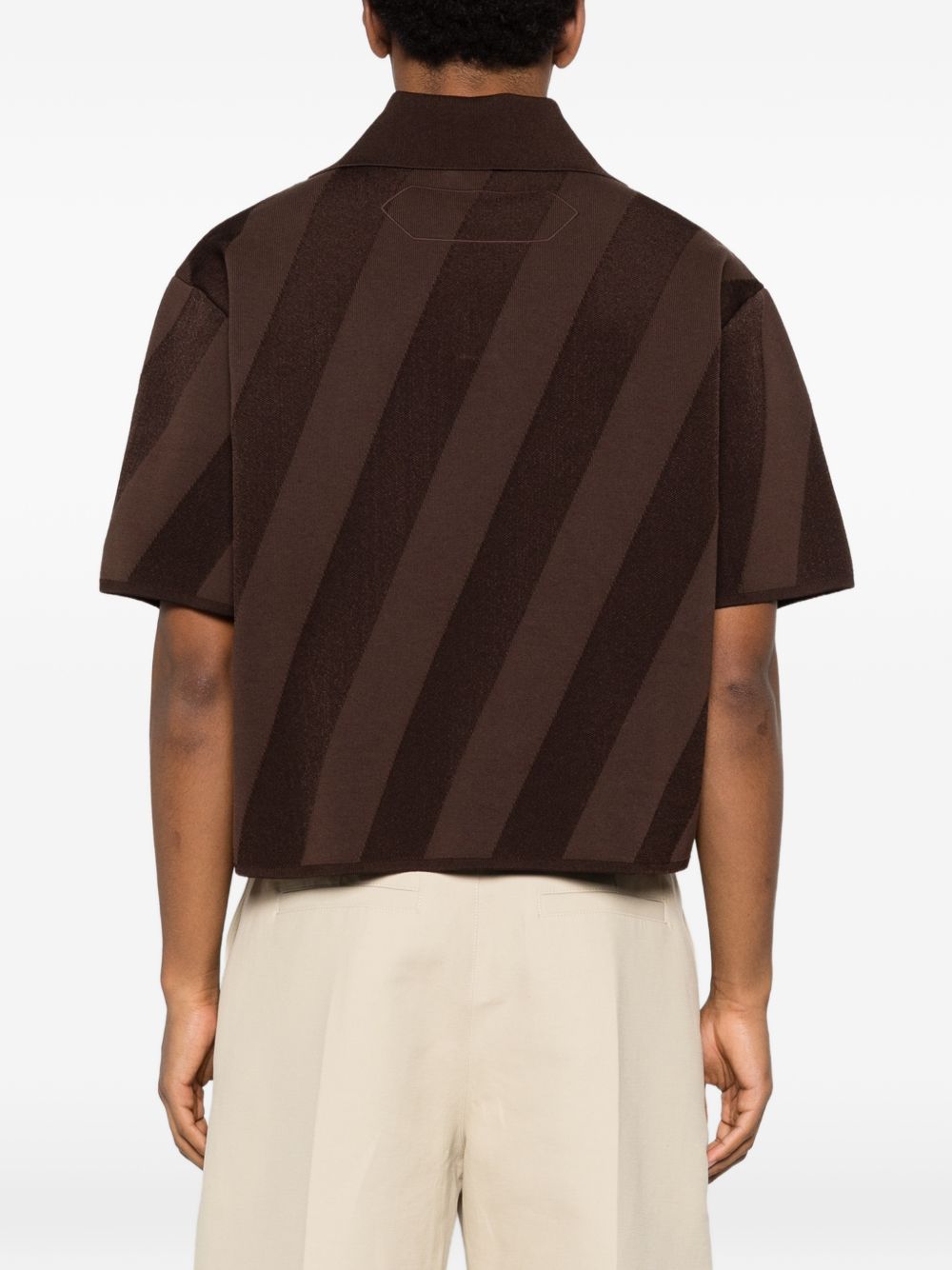 stripped V-neck polo shirt