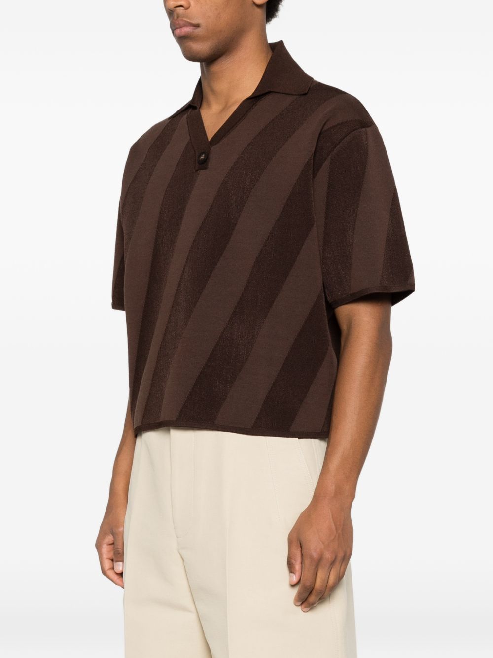 stripped V-neck polo shirt